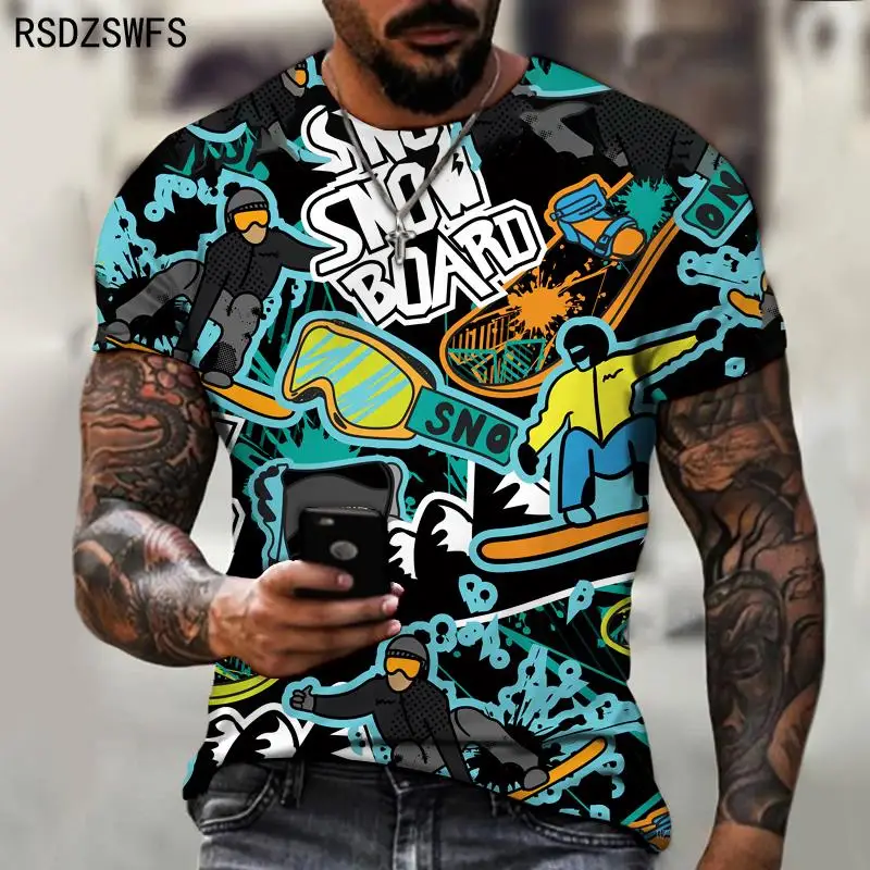 Game handle graffiti Street trend printing T-shirt full body 3D printing Fashion Top Fun abstract shape letter Tshirt Tees Tops