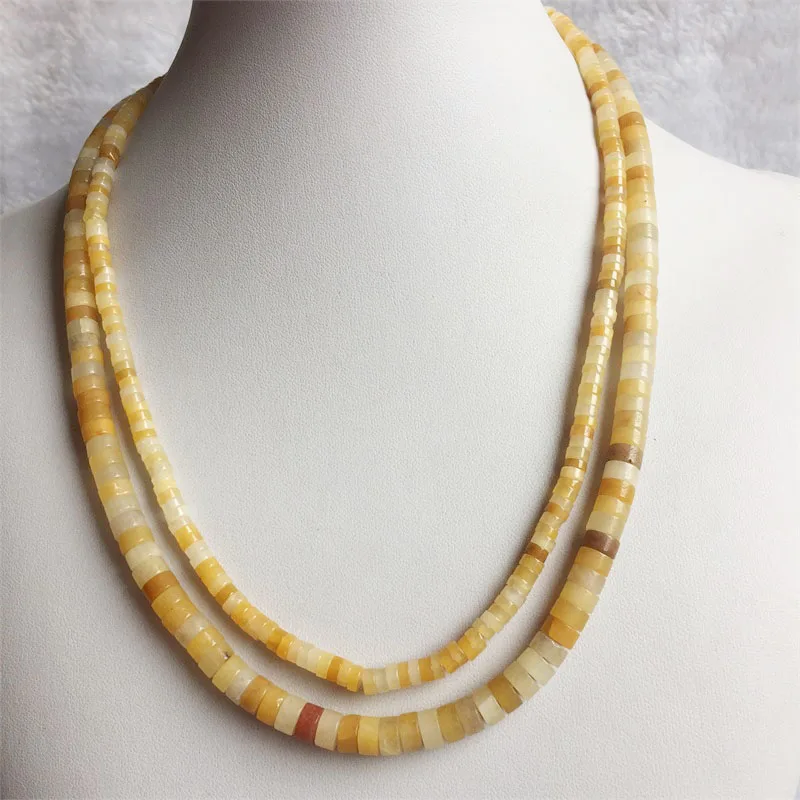 

35/40/45/50/55CM 2*4MM 3*6MM Heishi Old Yellow Topaz Necklace Natural Stone Jewelry Elegant Exquisite Bead Chain Choker Collier