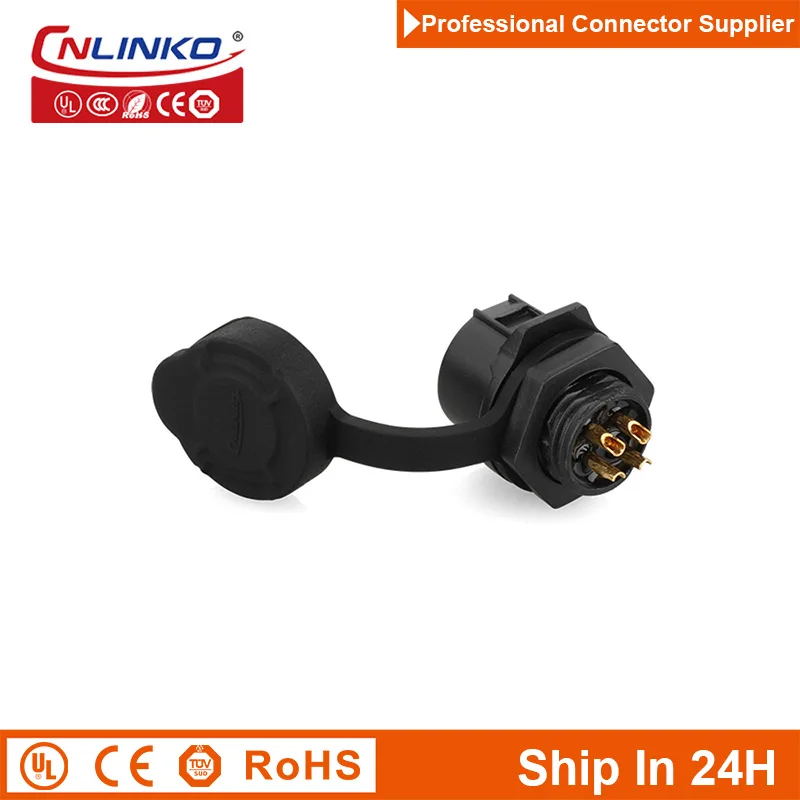 Cnlinko LP12 Plastic 4pin M12 IP67 Waterproof Circuit Wire Power Connector Plug Socket Joint for LED Electric Telecom Appliances