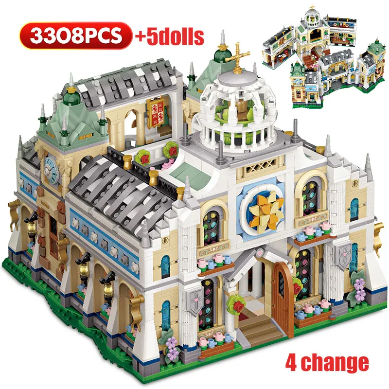 Romantic Wedding Friends House Castle Building Blocks City Street View Sets Figures Bricks Toys for Girls Valentine's Day Gifts