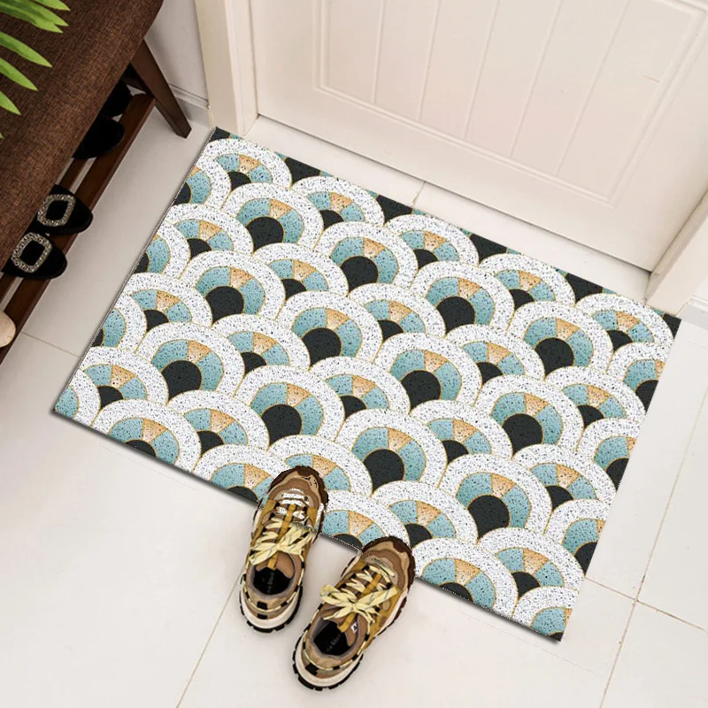 Doormat Silk Loop Carpet Living Room Entrance Stain Resistant Non-slip Mat Carpet Can Be Cut Printing Pattern Floor Door Mat PVC