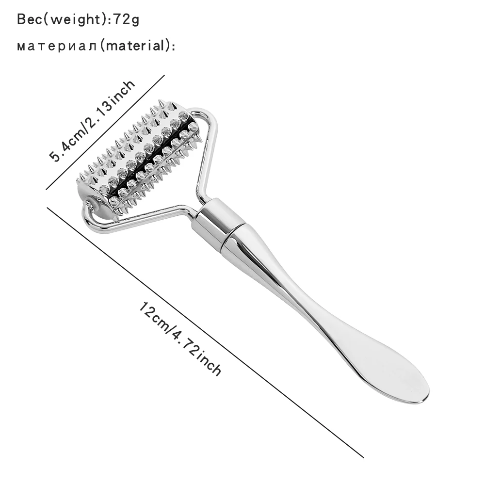 Stainless steel pointed roller spatula massage ball stone face roller massager to improve neck facial beauty skin care tool