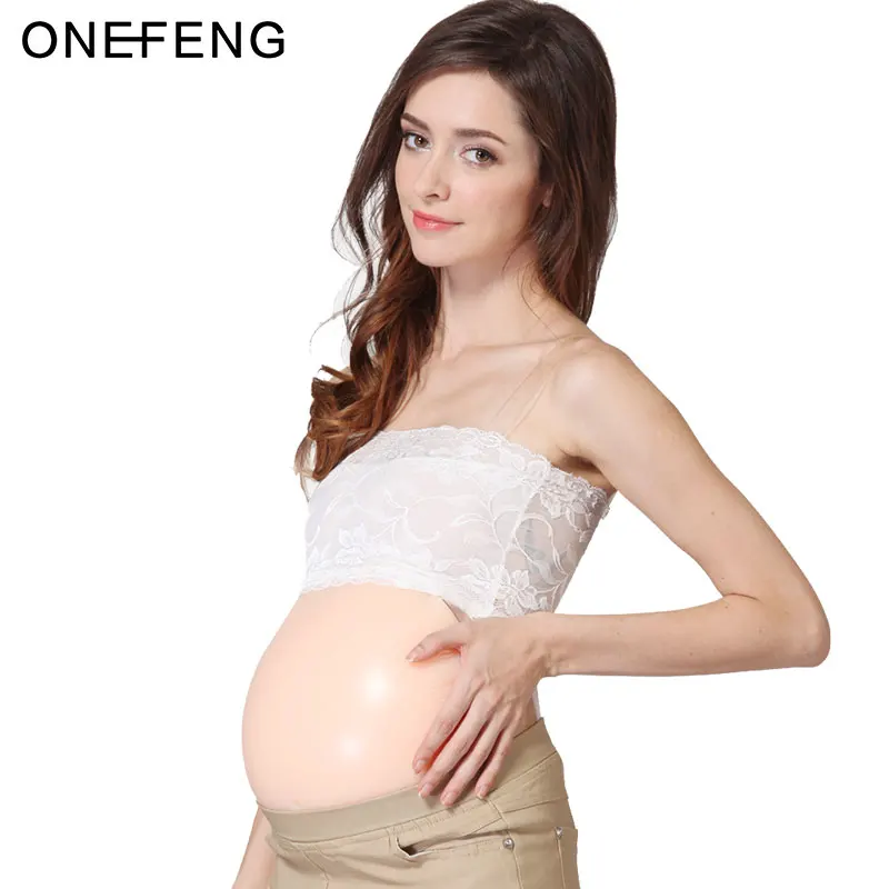 ONEFENG 100% Silicone Material Gel Fake Pregnant Belly Artificial Stomach 1000-1500 g/pc Jelly Belly Nude color