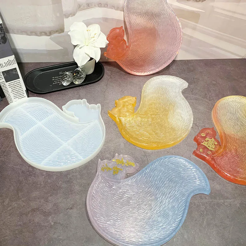 Diy Squirrel Shaped Tray Silicone Mould for Making Uv Epoxy Plaster Resin Mold Storage Plate Home Decoration Crafts