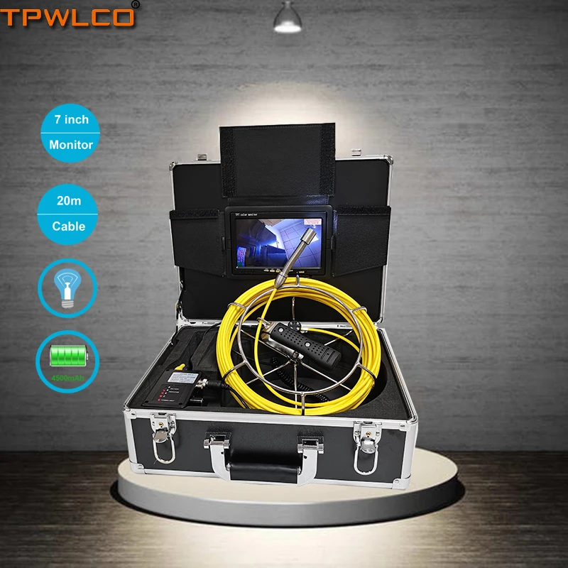 

20m 17mm Pipe Camera With 6pcs Adjustable LEDS 7” LCD Screen Endoscope Inspection Camera System