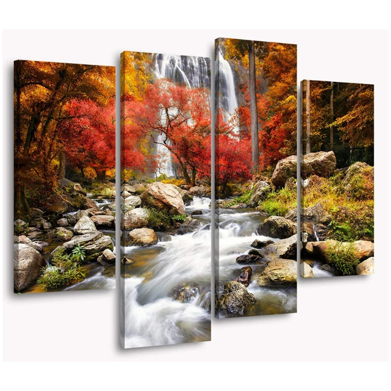 

Waterfall Wall Decor Autumn Tree 5D Diy Diamond Painting Decorations Art With Red Leaves Beautiful Picture Of RhinestonesZP-2562