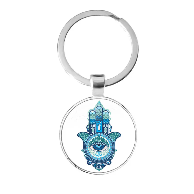 Porte-clé Cabochon en verre rond avec Photo religieuse, porte-clé de voiture, porte-clé avec breloques pour cadeau