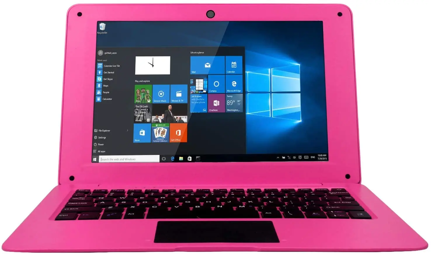 Ultrathin Windows Netbook com Windows 10 OS, novo notebook ultra fino, computador, 6GB RAM, 64GB de armazenamento, rosa, 10,1"