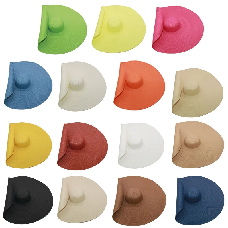 foldable women oversized hat 70cm diameter large brim summer sun beach hats wholesale image 6