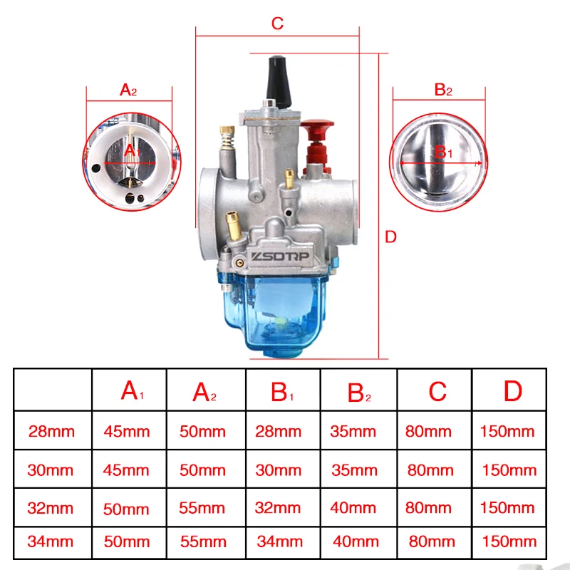 ZSDTRP-carburador Universal para motocicleta, pieza para Scooter, UTV, ATV, Quad, PWK, 28mm, 30mm, 32mm, 34mm