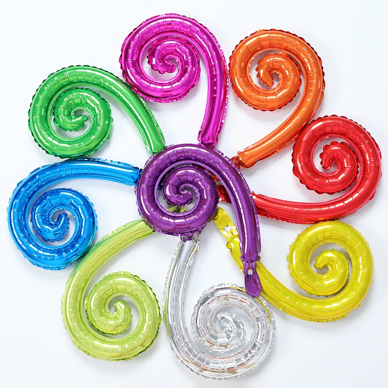 50pcs Rainbow Candy Colors Magical Spiral Wave Curve Foil Balloons Twisting Shape Globos Wedding Birthday Party Decorations