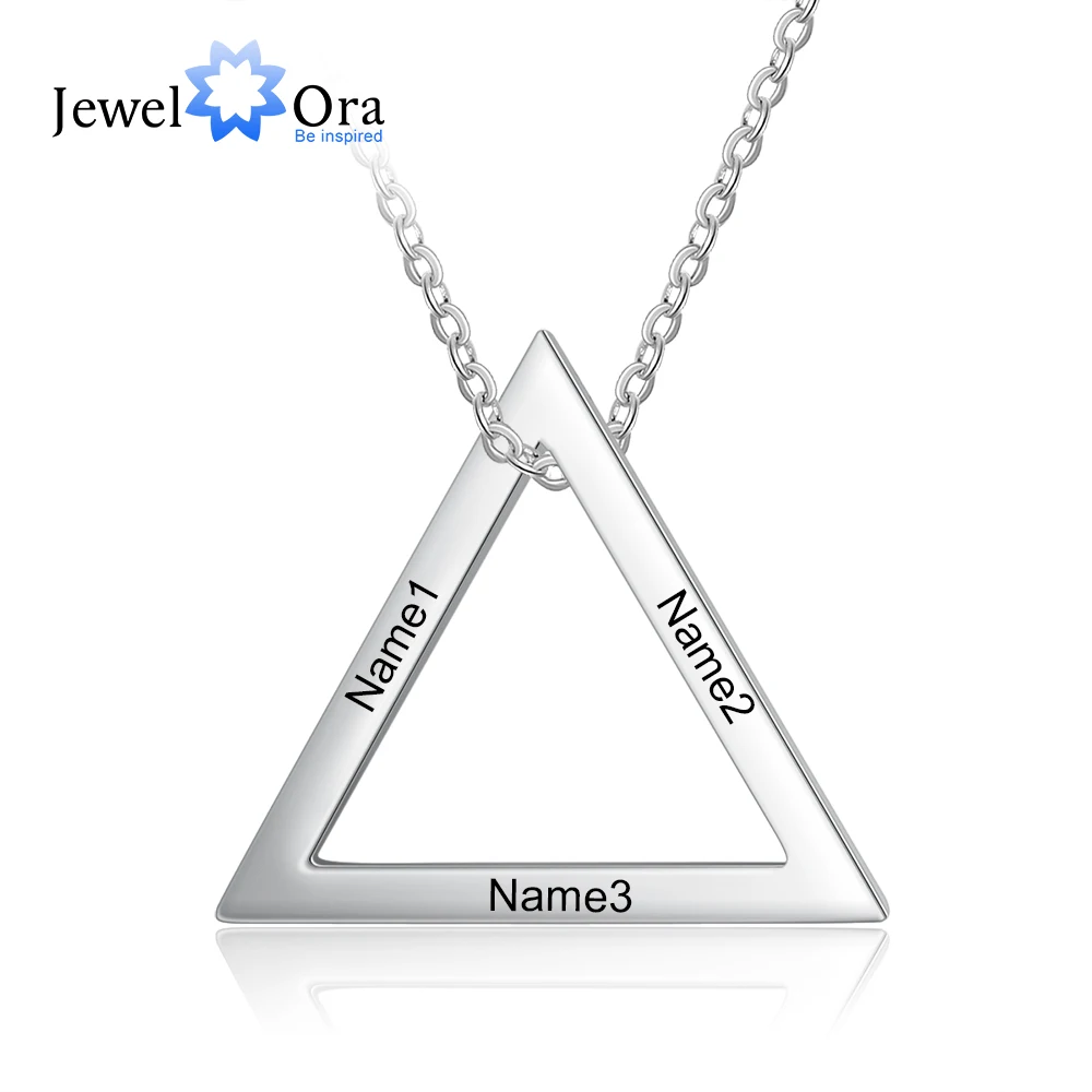 

JewelOra Customized Necklaces & Pendants Stainless Steel Triangle Personalized Engraving Name Jewelry Gifts for Family