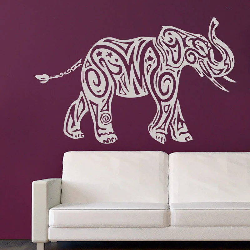 

WJWY Indian Animals Elephant Wall Stickers Home Decoration Vinyl Art Wall Decals Removable Waterproof For Living Room Bedroom