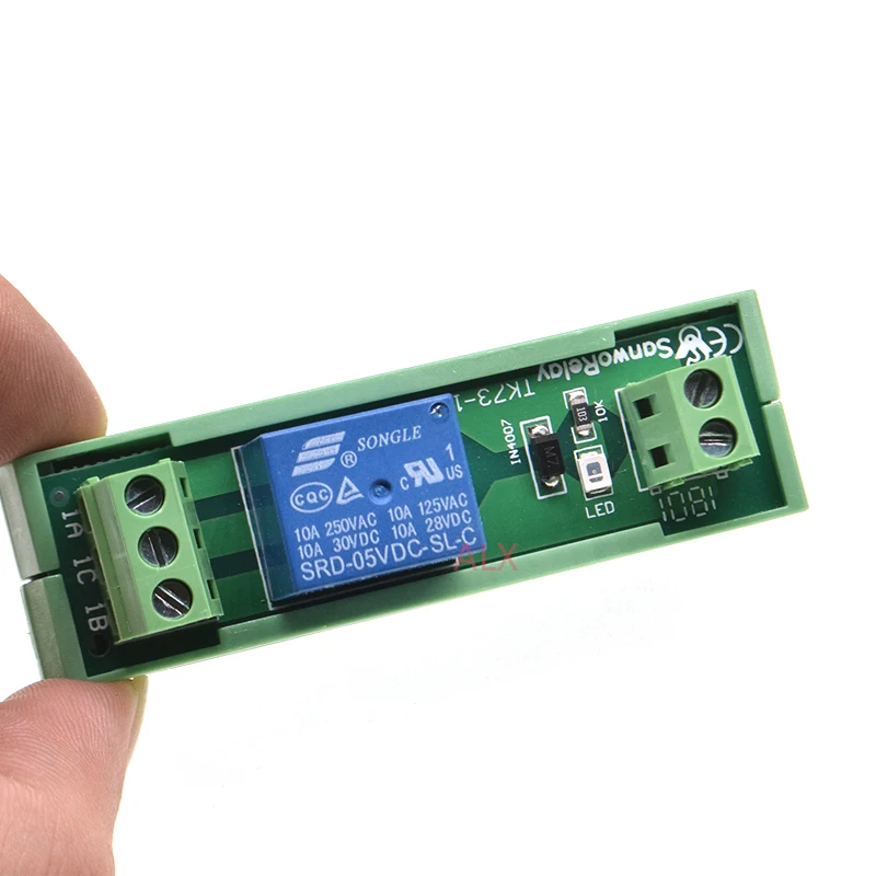 1 Channels relay module DIN Rail Mount SRD-05VDC-SL-C SRD-12VDC-SL-C SRD-24VDC-SL-C 10A 5V 12V 24V DC PNP NPN compatible 1NO 1NC