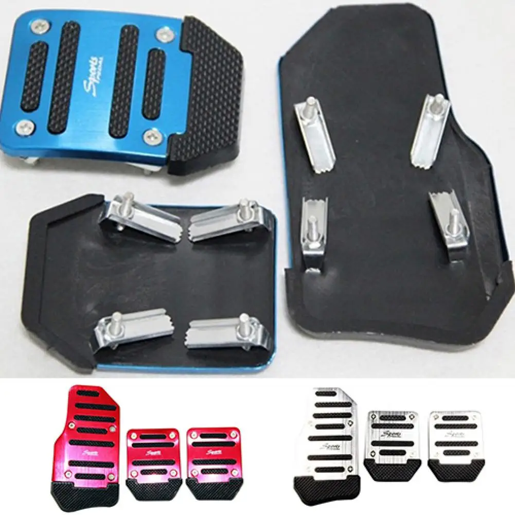 3Pcs Non-slip Car Accelerator Brake Foot Pedals Auto Vehicle Footrests Set