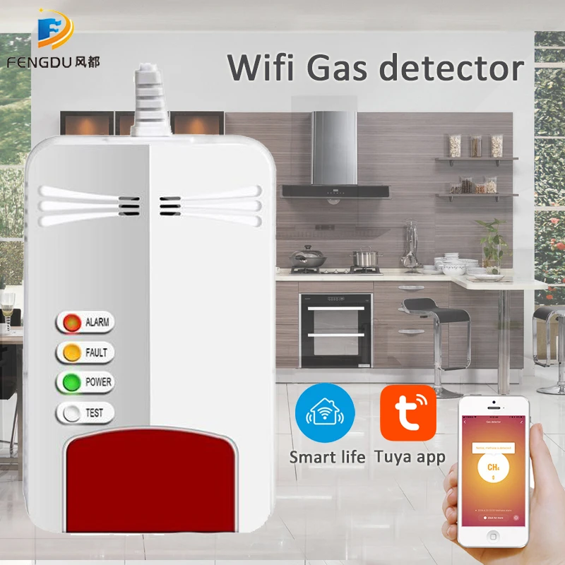 

Wifi Gas Sensor Alarm Natural CH4 Leak Combustible Gas Detector Smart Life Home Kitchen Security App control Tuya sensor