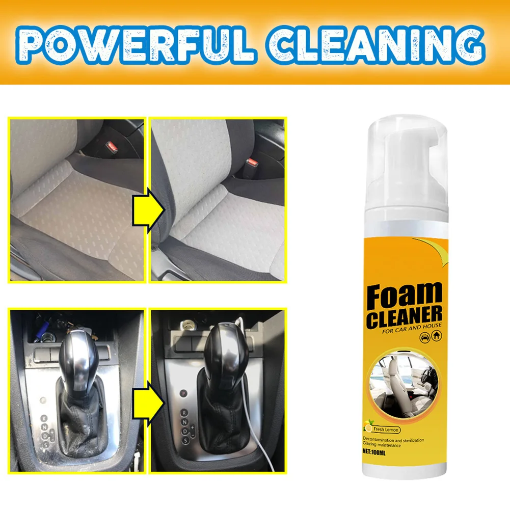 Multi-purpose Foam Cleaner Spray Car Interior Cleaner Anti-Aging Protection Car Interior Home Cleaning Foam Spray Lemon Scented