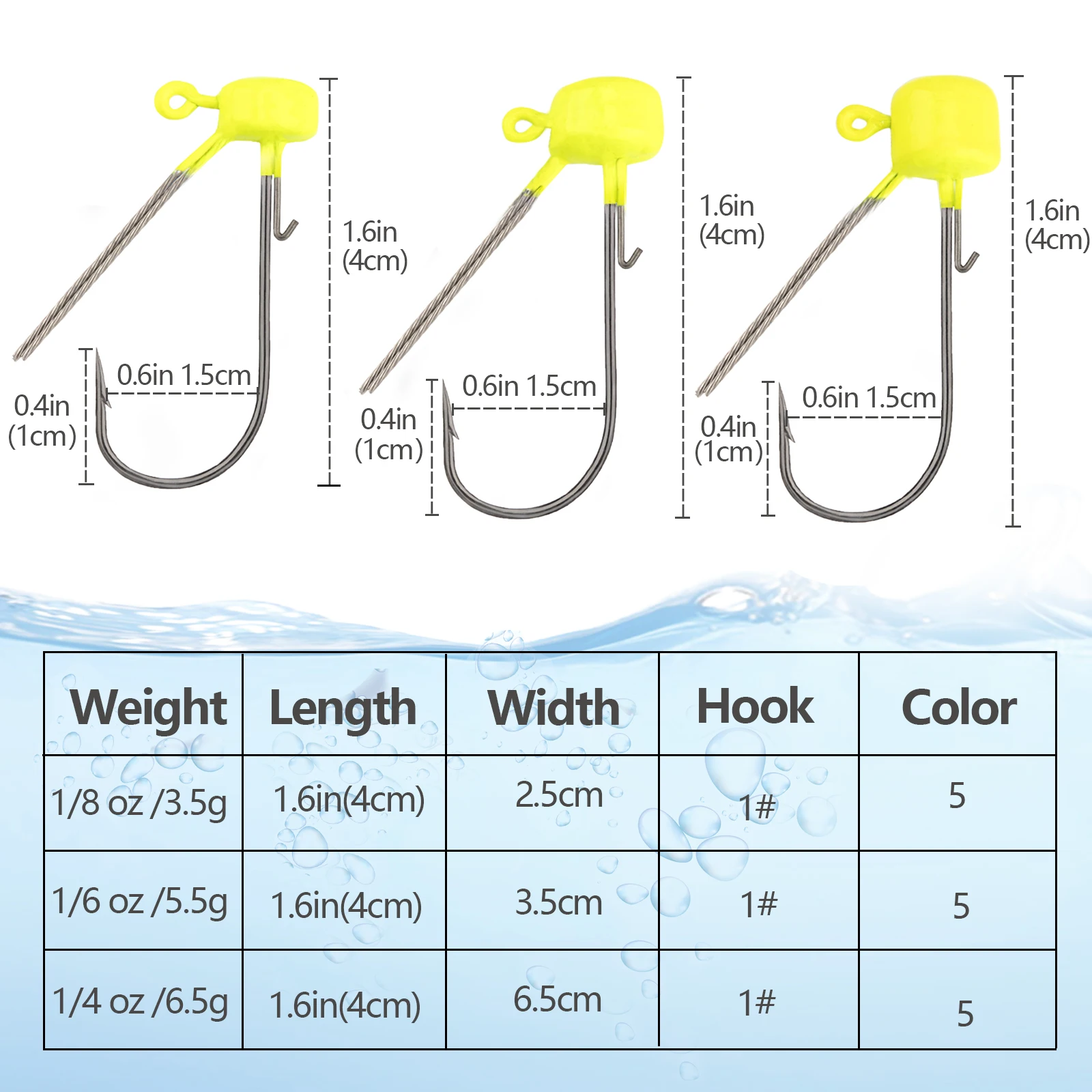 Anzuelo de pesca con cabeza de seta, aparejo de pesca de lubina sin armazón, 3,5g, 5,5g, 6,5g, 5 unids/lote