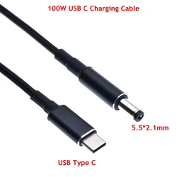 1.8m USB 3.1 Type C to DC 5.5*2.1MM PD Emulator Trigger Charge Cable ,USB-C to 5521 100W cable 5A