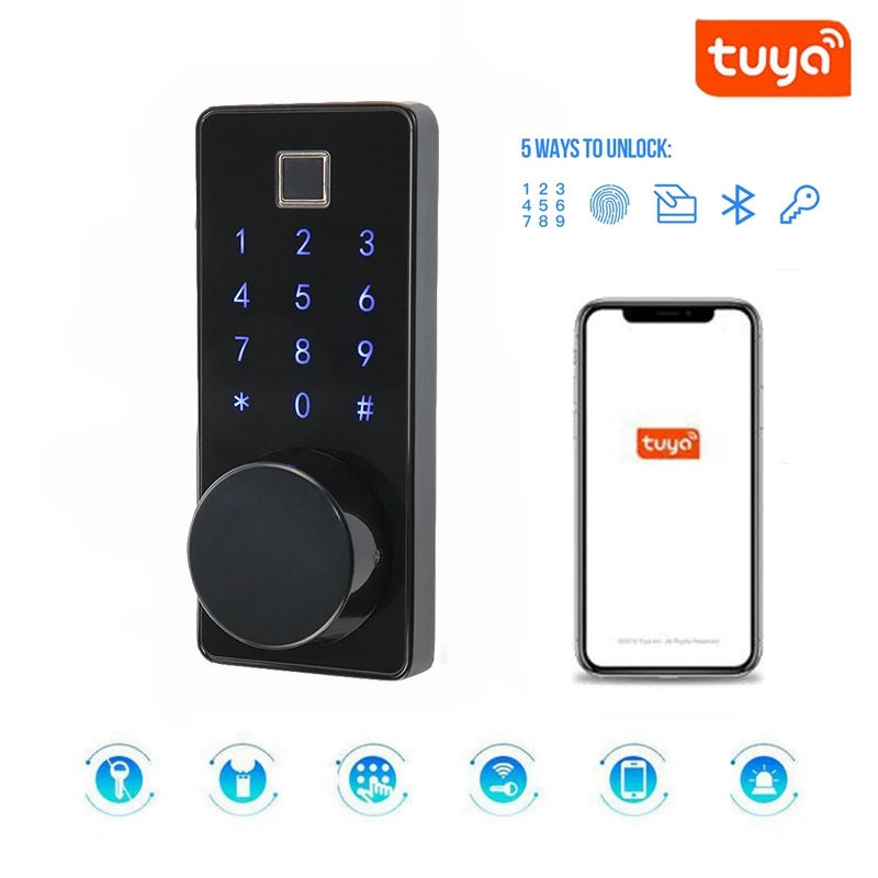 

Smart Lock Keyless Entry Bluetooth Tuya Lock With Fingerprint Reader Touch Screen Keypad Password Locks Compatible Tuya Gateway