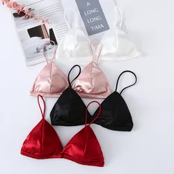 Soutien-gorge de style français pour femmes, enveloppé de poitrine, sangle initiée réglable, simple structure, satin sexy, bustier tubulaire, sous-vêtements, lingerie