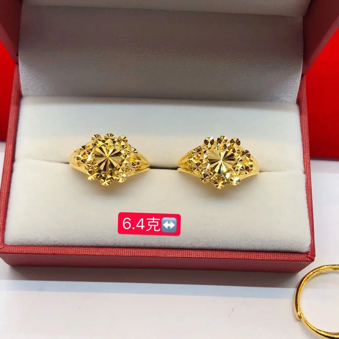 HX 24K Pure Gold Ring Real AU 999 Solid Gold Rings Elegant Shiny Heart Beautiful Upscale Trendy Jewelry Hot Sell New 2023