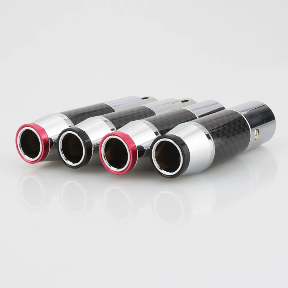 4 قطعة XLR محول القابس 3 دبوس ألياف الكربون الروديوم تصفيح الراقية الصوت XLR وصلات ذكور وإناث مكبرات الصوت Hifi AUX مقبس متفرع