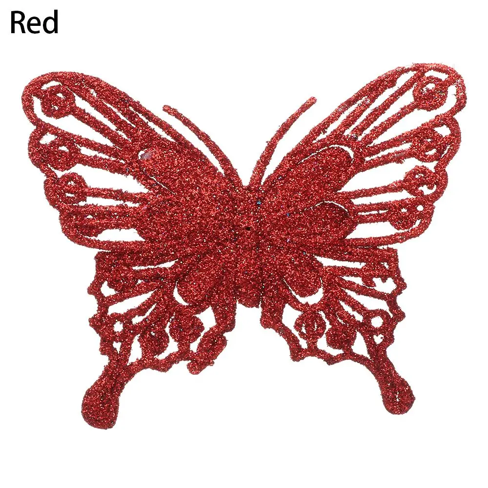 Colorful New Year Decor Artifical Glitter Home Xmas Ornaments Fake Butterfly Christmas Butterfly Christmas Tree Decorations