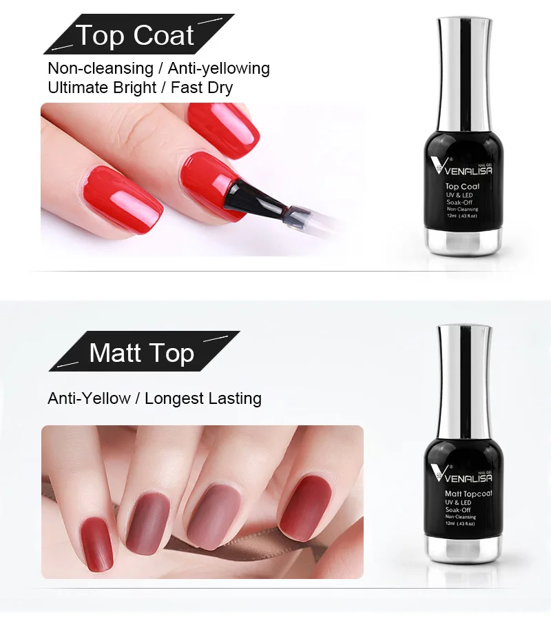 Venalisa 12 ml TPO FREE Diamond Top Coat Supply Nail Art Emaille Gel Nagellack Shining Glitter Pailletten Starry Platinum Paint Gel – Detail 3