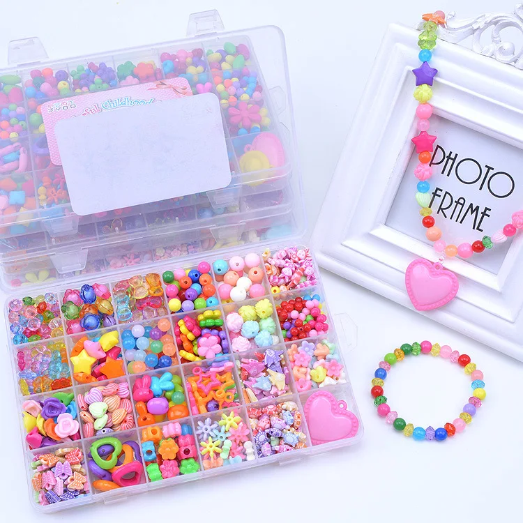 DIY Handmade Beaded Toy with Accessory Set Kids Girl Weaving Bracelet Jewelry Making Toys Educational Toys for Children Gift