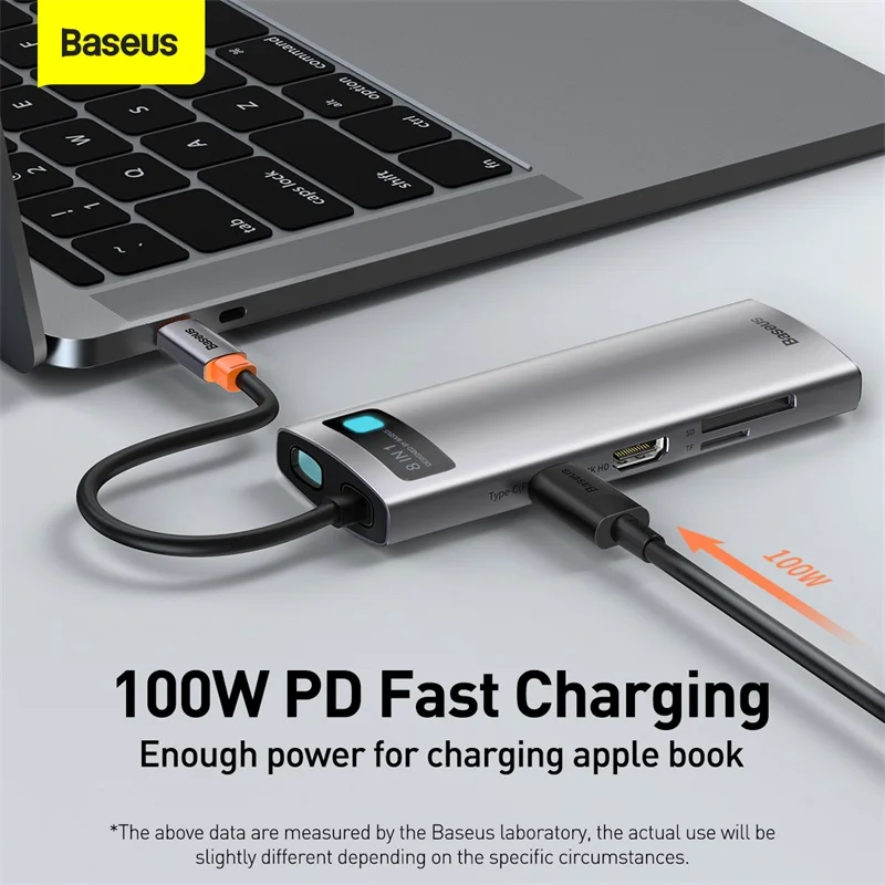 Baseus-HUB USB Tipo C, Dock Station, Divisor, Leitor SD, Carregador PD de 100W, USB 3.0, Compatível com HDMI, RJ45, MacBook Pro