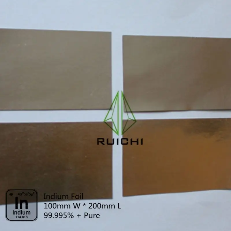 Indium Foil 0.5*100*200mm RUICHI 99.995% Pure Indium Foil Metal Sheet