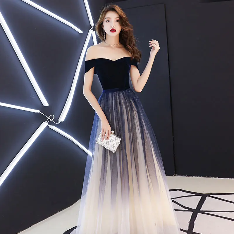 Navy blue elegant Prom party Dresses  Vestido de Festa dress evening long frock robe de mariee robe communion fille robe sequin