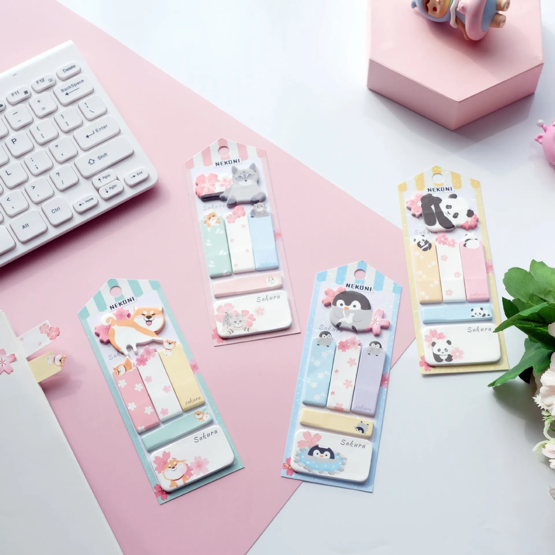 Sakura Sacrifice Dog Sticky Notes Message Post Shiba Inu Penguin Panda Cat Memo N Times Stickers Kawaii  Cute Sticky Notes