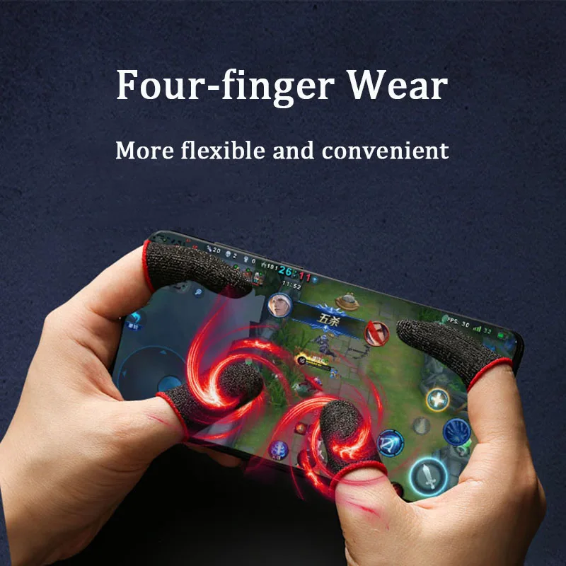 게임용 손가락 장갑 18 핀/24 핀 PUBG 모바일 게임 터치 스크린 땀 방지 엄지 손가락 커버 슬리브 게임용, 4 개