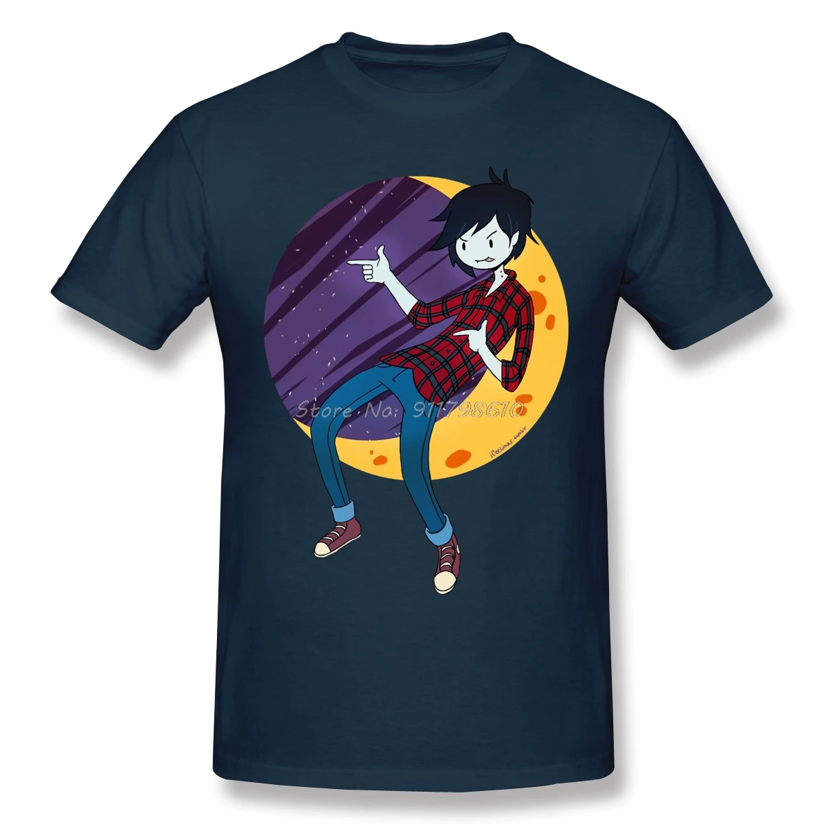 Marshall Lee T-Shirt Funny Tshirt O-Neck Cotton Adventure Time Clothes Humor T Shirt Anime Men Tee Streetwear Harajuku