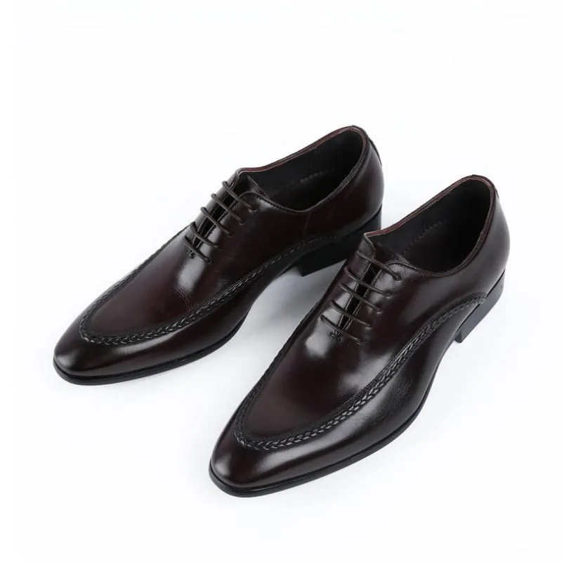 

Pointed Toe Oxfords Genuine Leather Dress Men Shoes Black Wedding Shoes Mens Coffee Business Office Career Work Shoes Size 37-44