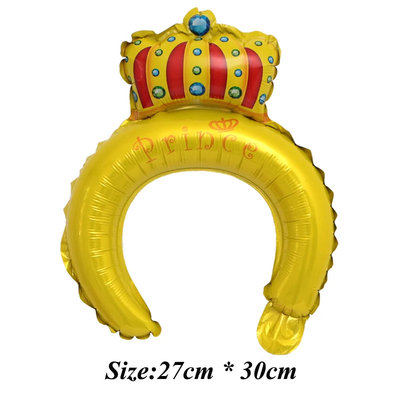 Globos de corona de princesa y Príncipe para niños y niñas, 10 piezas, diadema, decoraciones para fiesta de cumpleaños, juguetes para niños,