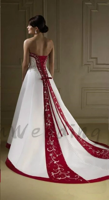 Robe de shops mariée blanche et rouge