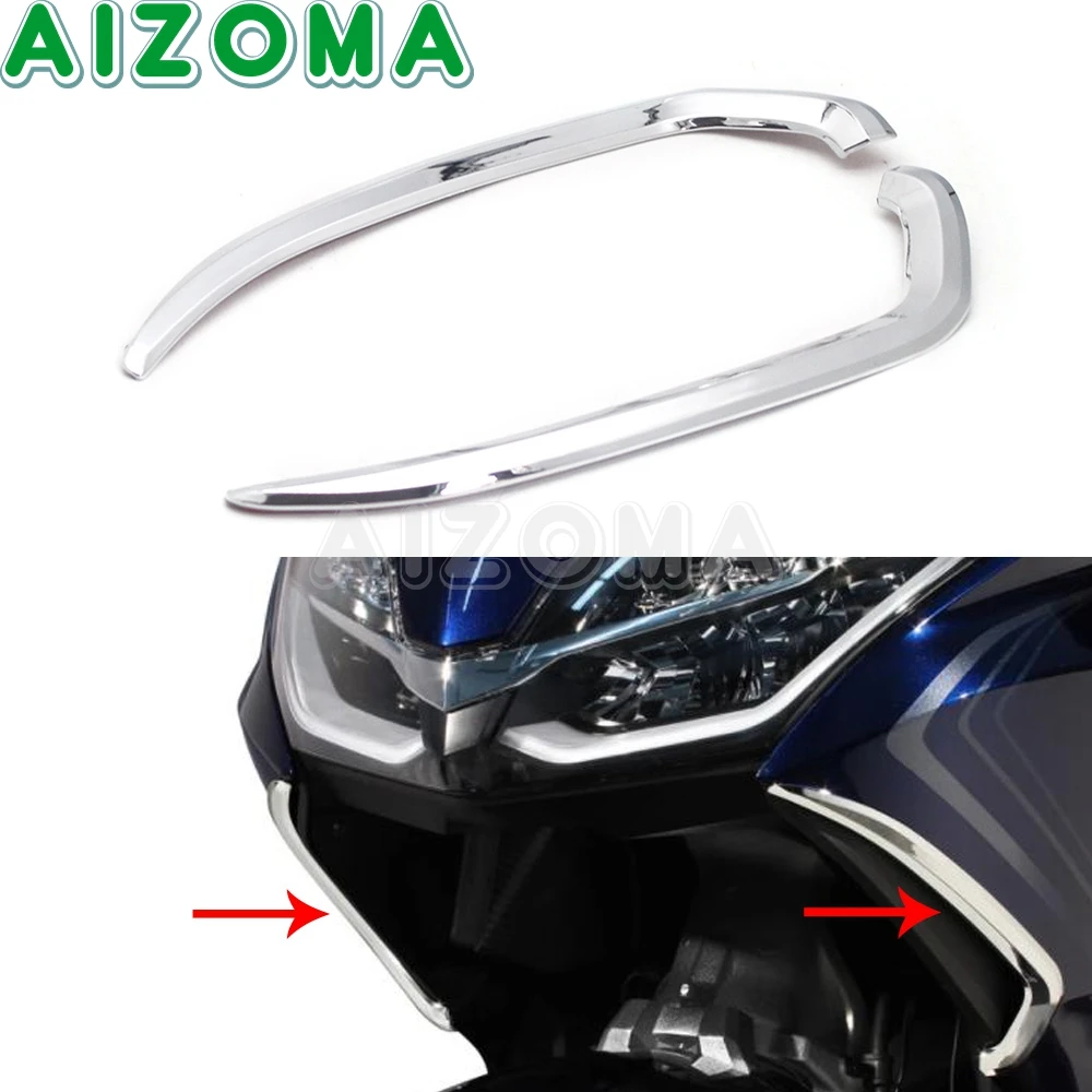 Pair Motorcycle Front Fairing Cover Vertical Vent Trim Frame Chrome For Honda GL1800 Goldwing Gold Wing GL 1800 2018-2021 2020