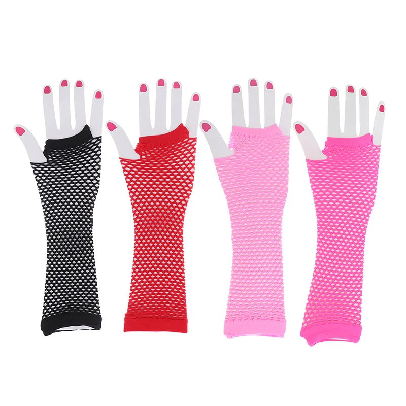 1 Pair Fingerless Loop Gothic Steampunk Haft Arm Length Fingerless Long Glove Leg Arm Sleeve Women Long Fishnet Gloves