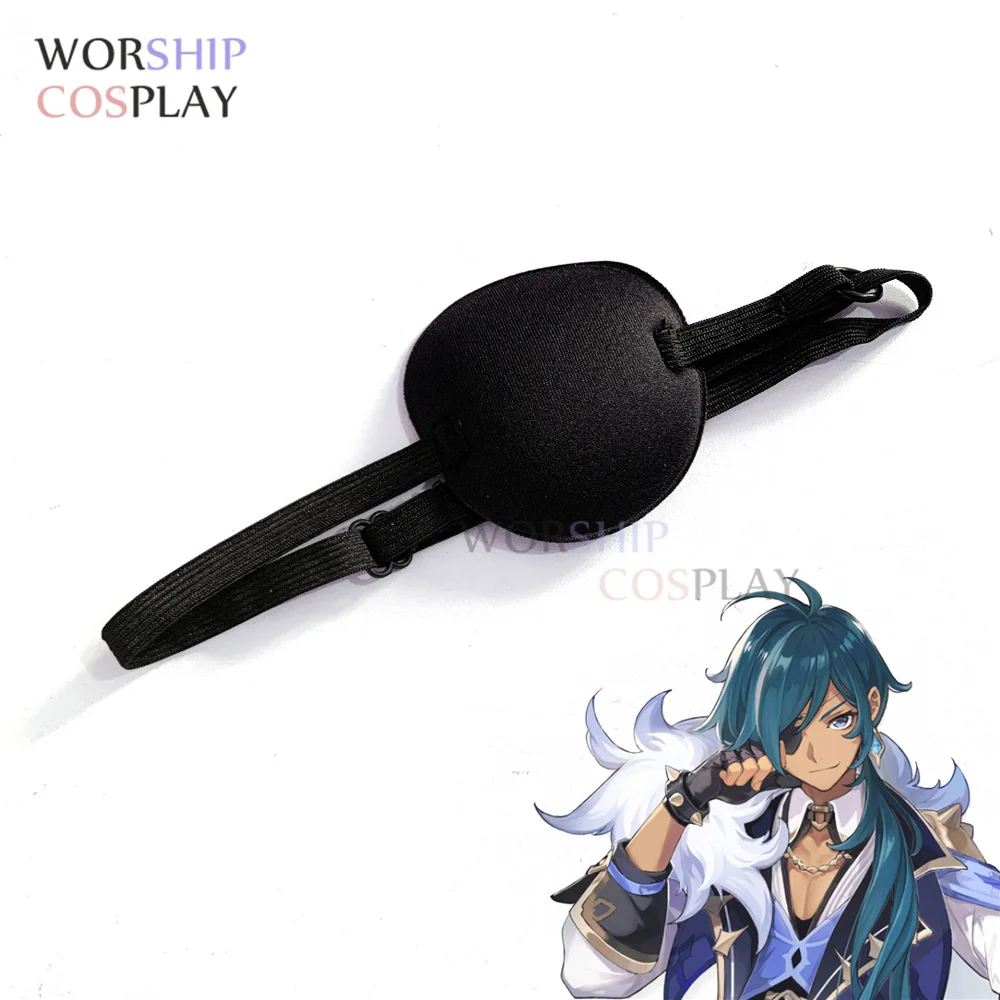 Volwassen Kid Genshin Impact Black Kaeya Cosplay Eye Patch Verstelbare Medische Patch Slaap Steun Pirate Cosplay Kostuum