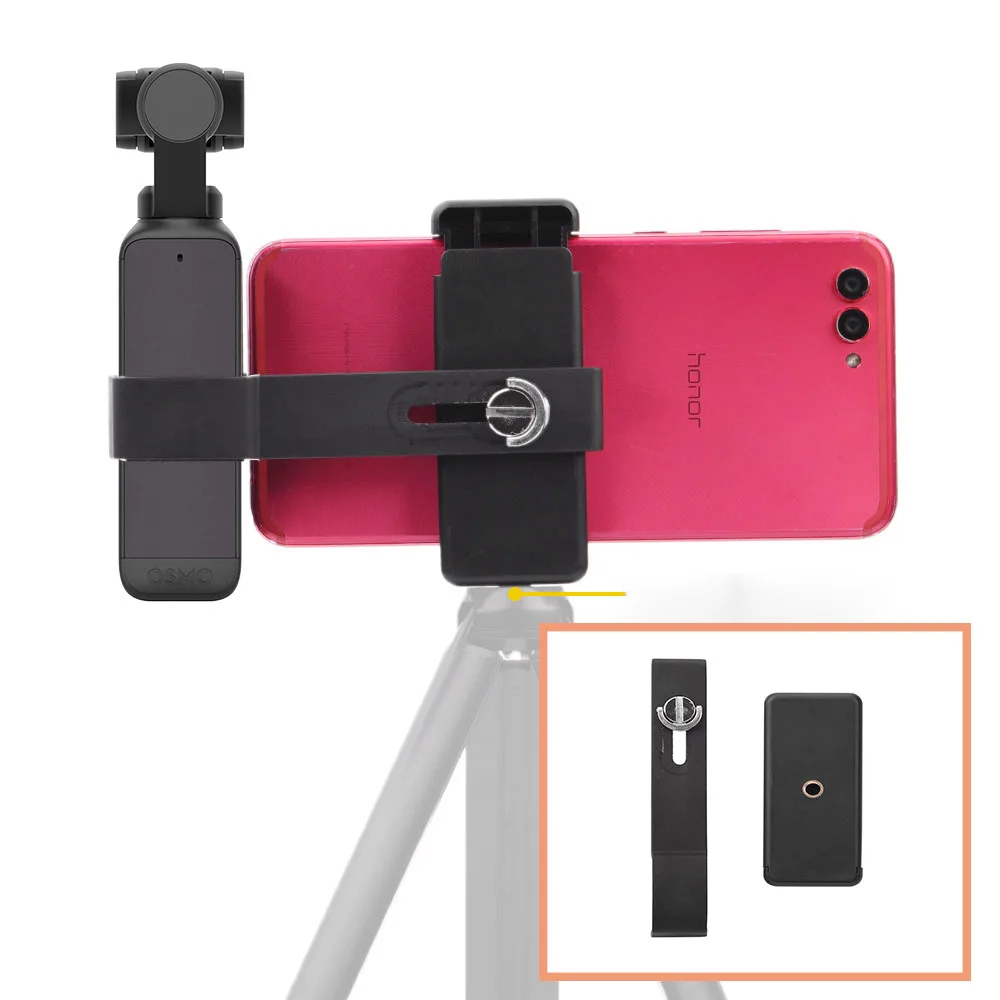 Phone Securing Clip Plastic Material With Metal Tripod For DJI Pocket 2 Handheld Gimbal Stabilizer Tripod Support Accessories