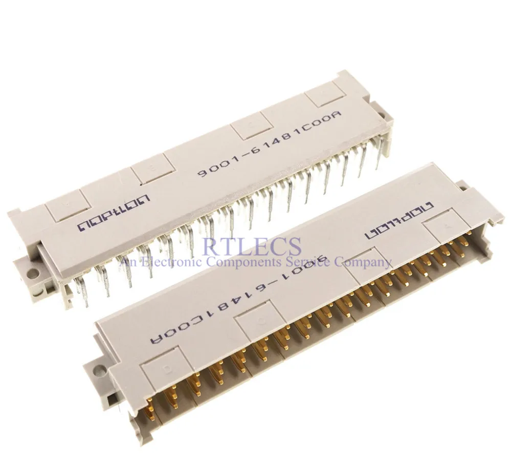 2pcs 5.08mm DIN 41612 Header Connector 3 Rows 48 Positions Male Pins Right Angle Through Hole PCB Solder 3x16