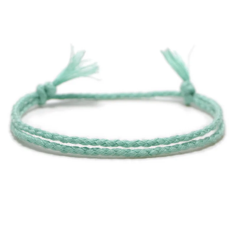 Meetvii Simple Woven Cotton Rope String Bracelet Pray Yoga Handmade Pure Color Chic Tassel Bracelet for Men Women New