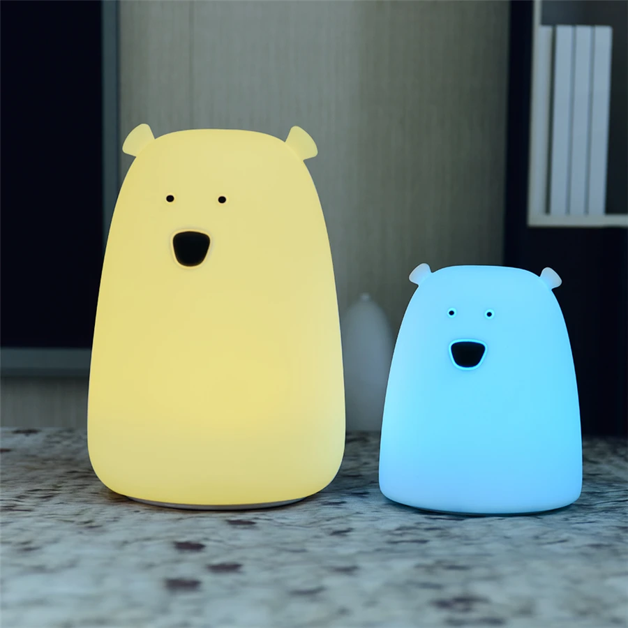 Morden lampada da comodino in Silicone a luce notturna orso colore luce bambini lampada da notte carina camera da letto luce per bambini regalo riduzione della pressione giocattolo
