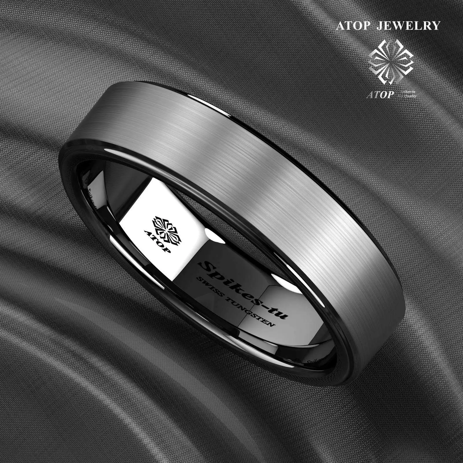 6mm Black Brushed Titanium Color Tungsten ring Men\'s Wedding Band Ring Free Shipping