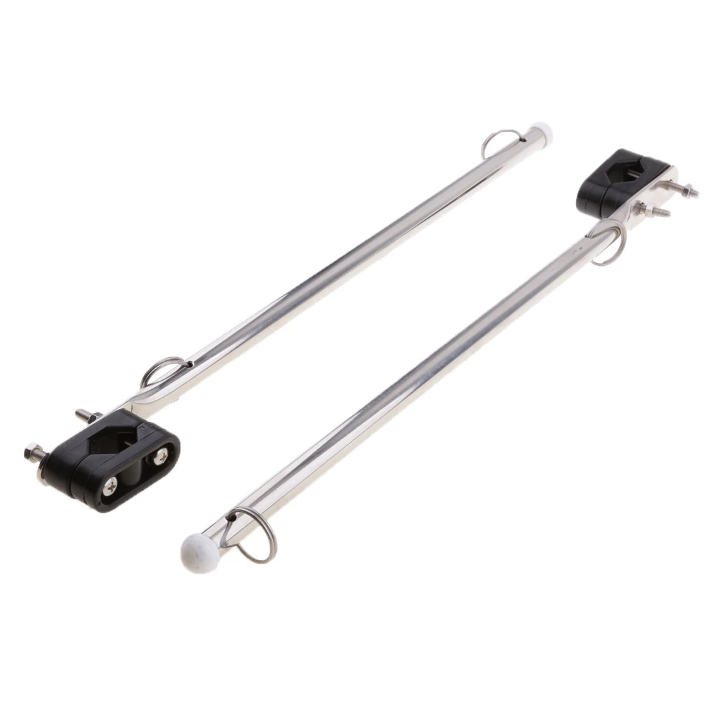 2 Pcs Marine Stainless Steel Rail Mount Flag Pole For Boat Yacht 7/8