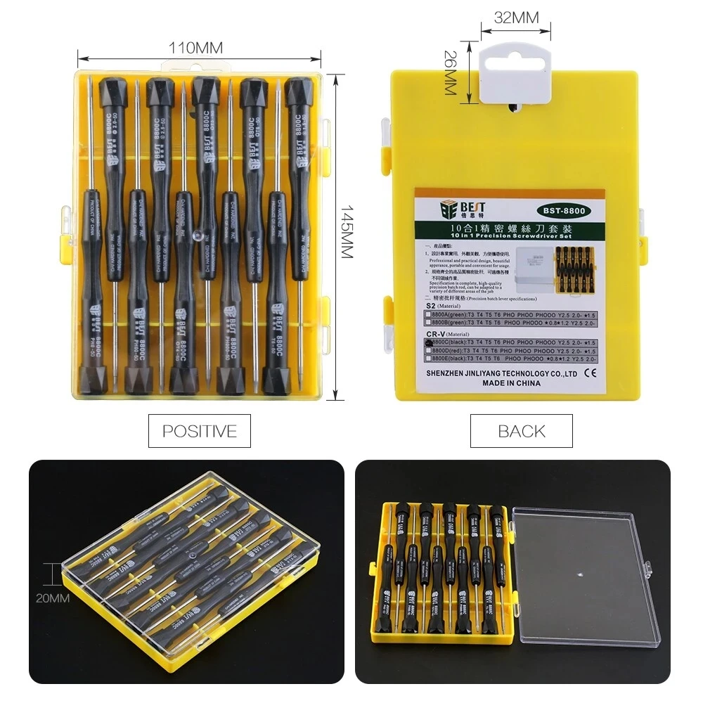 BST-8800C Precision screwdriver Set 10 in 1 For Macbook Pro Laptop For Samsung Cellphone Repair Tool