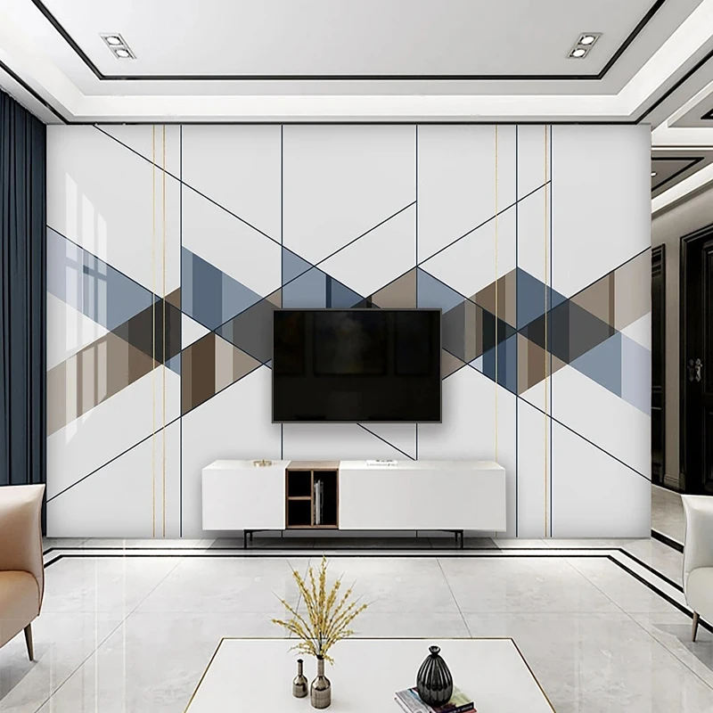 Custom Any Size Wallpaper 3D Self-Adhesive Modern Minimalist Geometric Lines Living Room TV Papel De Parede Fresco Tapety Stick